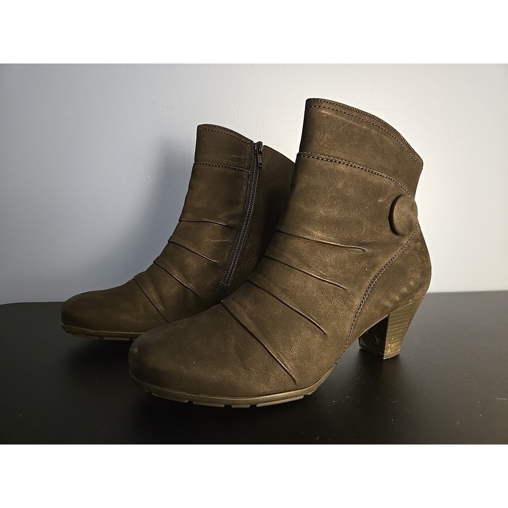 Gabor Women Black Leather Almond Toe Ankle Bootie Boots Size 5 1/2